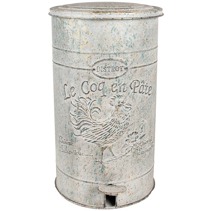 Clayre & Eef 6Y5681 Cestino per pedali in metallo grigio effetto vintage 26x30x45 cm