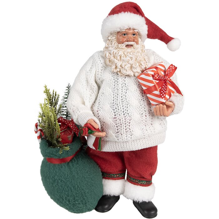 Clayre & Eef 65599 Decorazione natalizia Babbo Natale Bianco Rosso 18x13x27 cm