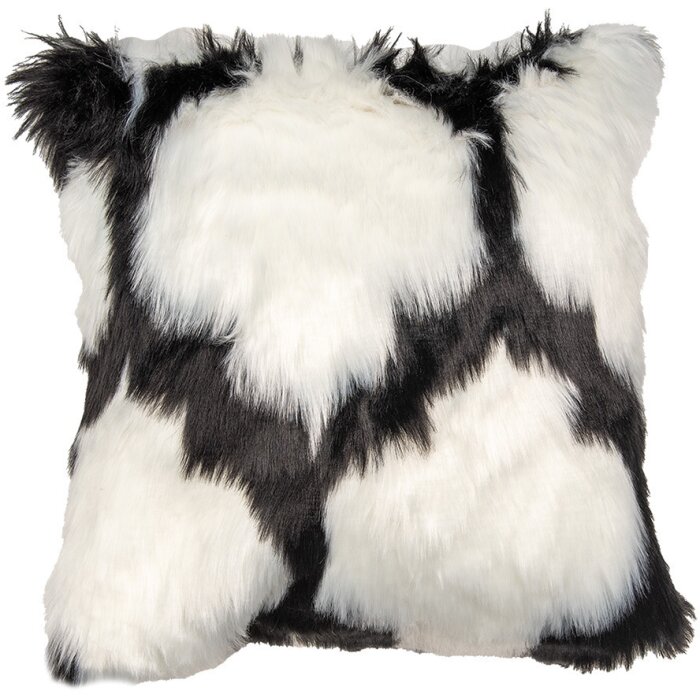 Clayre & Eef KT021.352 Copricuscino Bianco Nero 45x45 cm Poliestere