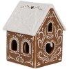Clayre & Eef 6CE1742 Portacandele Casa Marrone Bianco 7x8x9 cm Porcellana