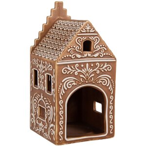 Clayre & Eef 6CE1745 Portacandele Marrone Bianco 7x7x15 cm