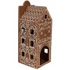 Clayre & Eef 6CE1747 Portacandele Casa Porcellana Marrone Bianco 7x7x19 cm