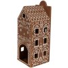 Clayre & Eef 6CE1747 Portacandele Casa Porcellana Marrone Bianco 7x7x19 cm