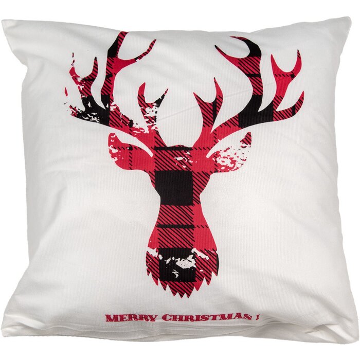 Clayre & Eef KT021.368 Copricuscino 45x45 cm Bianco Rosso Design natalizio