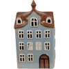 Clayre & Eef 6CE1882 Portacandele Casa Stile Country Blu Marrone 13x9x22 cm