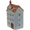 Clayre & Eef 6CE1882 Portacandele Casa Stile Country Blu Marrone 13x9x22 cm