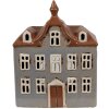 Clayre & Eef 6CE1883 Portacandele House in ceramica grigio marrone 16x9x20 cm