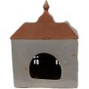 Clayre & Eef 6CE1883 Portacandele House in ceramica grigio marrone 16x9x20 cm
