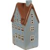 Clayre & Eef 6CE1884 Portacandele Casa in ceramica blu marrone 11x8x20 cm