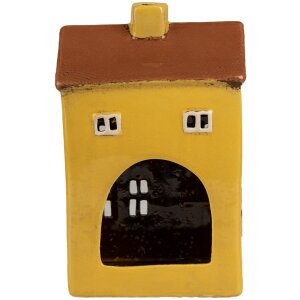 Clayre & Eef 6CE1885 Portacandele in ceramica giallo 12x8x18 cm Stile country