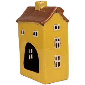 Clayre & Eef 6CE1885 Portacandele in ceramica giallo 12x8x18 cm Stile country
