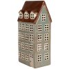 Clayre & Eef 6CE1886 Portacandele House in ceramica grigio marrone 15x11x30 cm