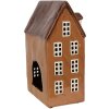 Clayre & Eef 6CE1887 Portacandele Casa in ceramica marrone 17x11x24 cm Stile Country