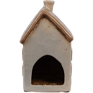 Clayre & Eef 6CE1890 Portacandele Casa in ceramica grigio marrone 9x9x16 cm