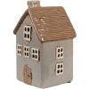 Clayre & Eef 6CE1890 Portacandele Casa in ceramica grigio marrone 9x9x16 cm