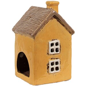 Clayre & Eef 6CE1891 Portacandela in ceramica giallo 9x9x15 cm Stile country