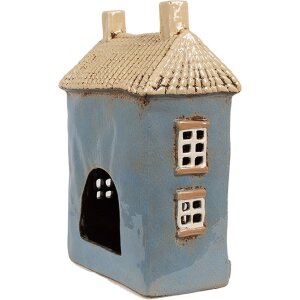 Clayre & Eef 6CE1894 Portacandele Casa Blu Beige 16x10x23 cm Ceramica