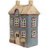 Clayre & Eef 6CE1894 Portacandele Casa Blu Beige 16x10x23 cm Ceramica