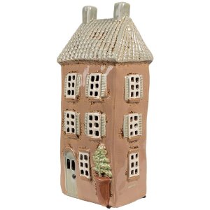 Clayre & Eef 6CE1895 Portacandela in ceramica marrone...