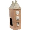 Clayre & Eef 6CE1895 Portacandela in ceramica marrone beige 12x9x28 cm