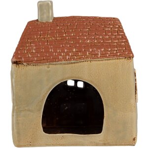 Clayre & Eef 6CE1896 Portacandele Casa in ceramica verde arancio 17x10x19 cm