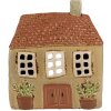 Clayre & Eef 6CE1896 Portacandele Casa in ceramica verde arancio 17x10x19 cm