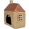 Clayre & Eef 6CE1896 Portacandele Casa in ceramica verde arancio 17x10x19 cm