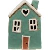 Clayre & Eef 6CE1898 Portacandele Casa in ceramica verde beige 13x9x18 cm Casa di campagna