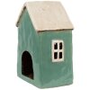 Clayre & Eef 6CE1898 Portacandele Casa in ceramica verde beige 13x9x18 cm Casa di campagna