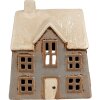 Clayre & Eef 6CE1899 Portacandele Casa in ceramica grigio beige 15x10x17 cm