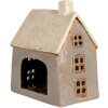Clayre & Eef 6CE1899 Portacandele Casa in ceramica grigio beige 15x10x17 cm