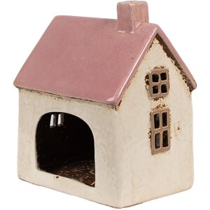Clayre & Eef 6CE1900 Portacandele House Beige Pink 13x10x16 cm Ceramica