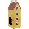 Clayre & Eef 6CE1913 Portacandele Casa Giallo Marrone Stile Country 11x9x25 cm