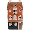 Clayre & Eef 6CE1914 Portacandele Casa in ceramica arancione blu 12x9x22 cm