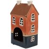 Clayre & Eef 6CE1914 Portacandele Casa in ceramica arancione blu 12x9x22 cm