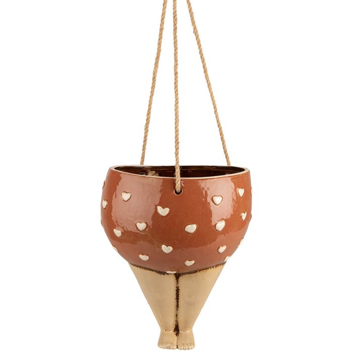 Clayre & Eef 6CE1863 Decorazione Fioriera Rosa Beige Ceramica 17x15x20 cm