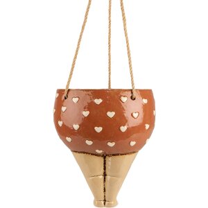 Clayre & Eef 6CE1863 Decorazione Fioriera Rosa Beige Ceramica 17x15x20 cm