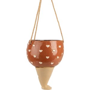 Clayre & Eef 6CE1863 Decorazione Fioriera Rosa Beige Ceramica 17x15x20 cm