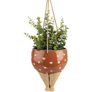Clayre & Eef 6CE1863 Decorazione Fioriera Rosa Beige Ceramica 17x15x20 cm