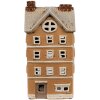 Clayre & Eef 6CE1869 Portacandele House in ceramica arancio-beige 11x9x22 cm