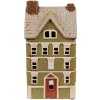 Clayre & Eef 6CE1870 Portacandele Casa in ceramica verde beige 14x10x26 cm