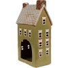 Clayre & Eef 6CE1870 Portacandele Casa in ceramica verde beige 14x10x26 cm