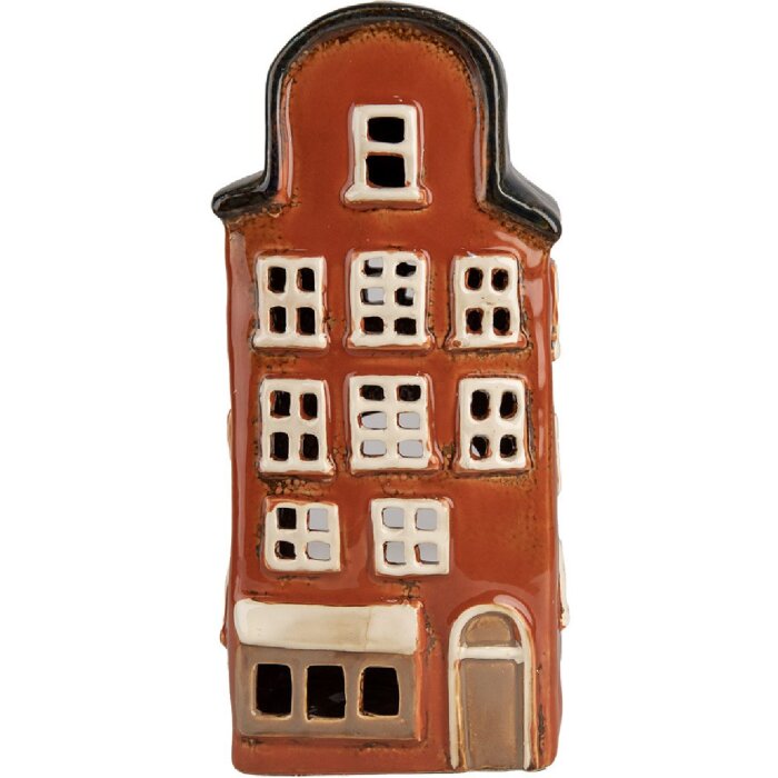 Clayre & Eef 6CE1871 Portacandele in ceramica rossa 12x9x25 cm Stile Country