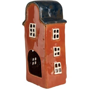 Clayre & Eef 6CE1871 Portacandele in ceramica rossa 12x9x25 cm Stile Country