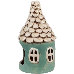 Clayre & Eef 6CE1873 Portacandele in ceramica verde Ø 11x20 cm Stile country