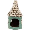Clayre & Eef 6CE1873 Portacandele in ceramica verde Ø 11x20 cm Stile country