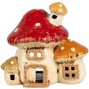 Clayre & Eef 6CE1876 Portacandele House Beige Red 17x12x16 cm