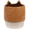 Clayre & Eef 6CE1877 Vaso da fiori in ceramica Gatto Arancione Beige Ø 11x13 cm