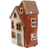 Clayre & Eef 6CE1908 Portacandele Casa in ceramica beige arancione 13x8x20 cm