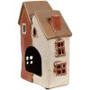 Clayre & Eef 6CE1908 Portacandele Casa in ceramica beige arancione 13x8x20 cm
